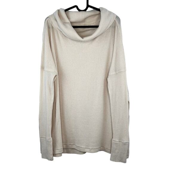 Free People x REVOLVE Cream Juicy Ribbed Pullover Surplice Back Sweater Small - Picture 2 of 9